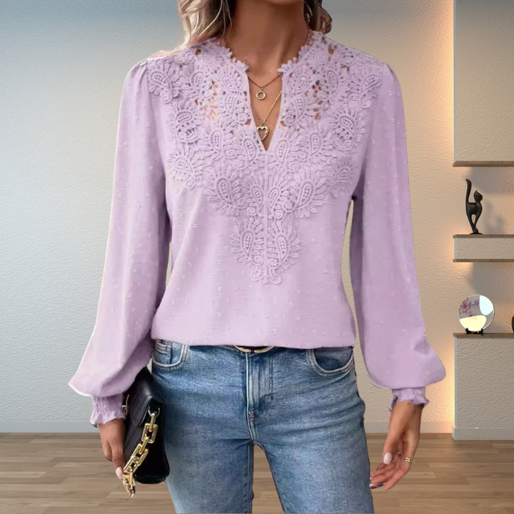 Women’s Blouse | V-Neck with Guipure Lace
