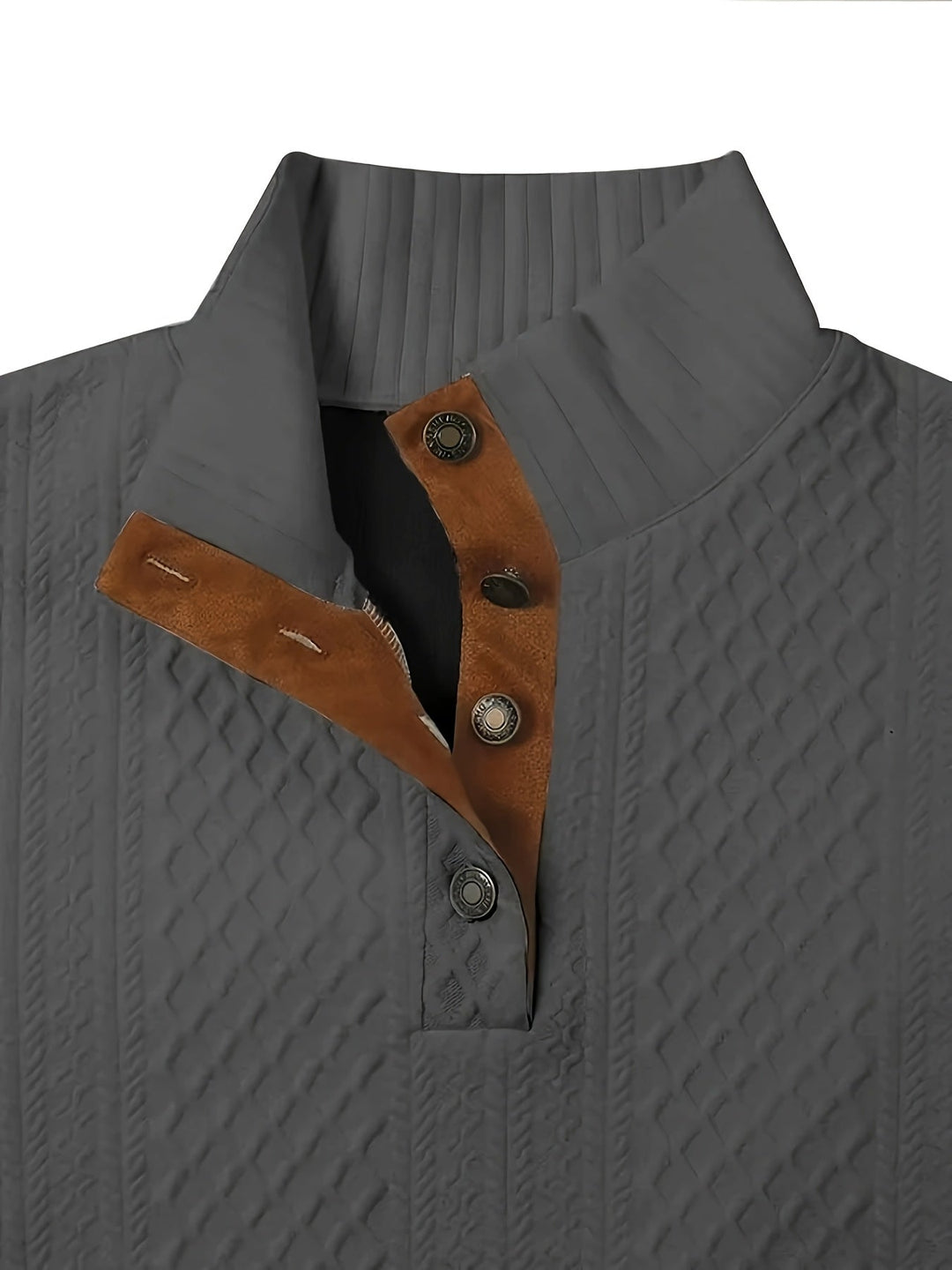 Ronan | Stand Collar Button Henley Sweater