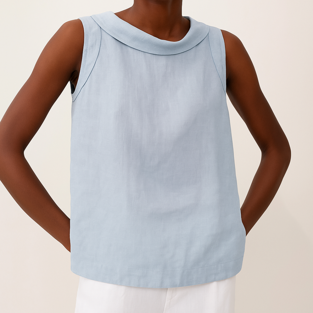 Women’s Blouse | Sleeveless with Roll Collar