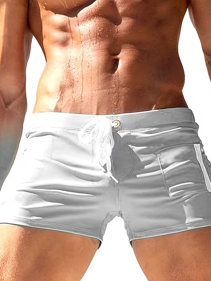 Tanner | Trendy Zipper Boxer Swim Trunks