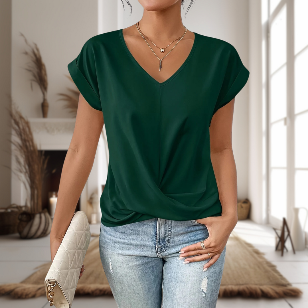 Women’s Blouse | V-Neck with Twisted Hem