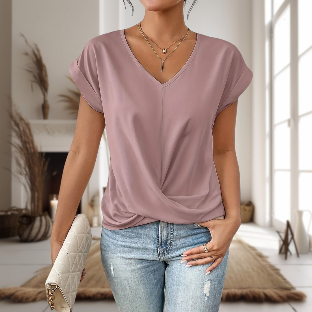 Women’s Blouse | V-Neck with Twisted Hem