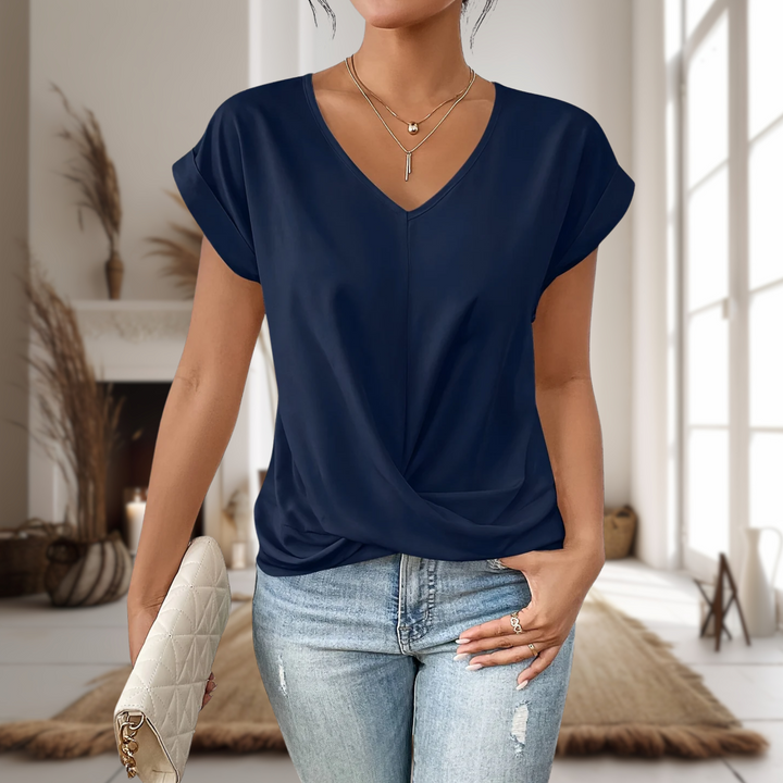 Women’s Blouse | V-Neck with Twisted Hem