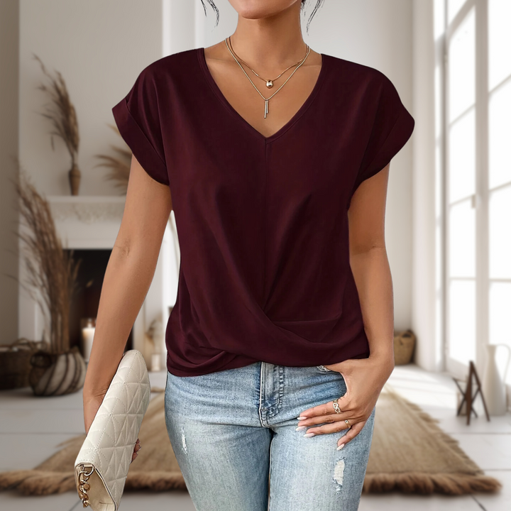 Women’s Blouse | V-Neck with Twisted Hem