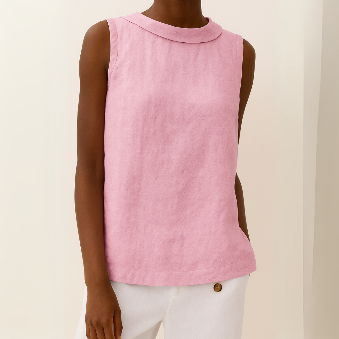Women’s Blouse | Sleeveless with Roll Collar