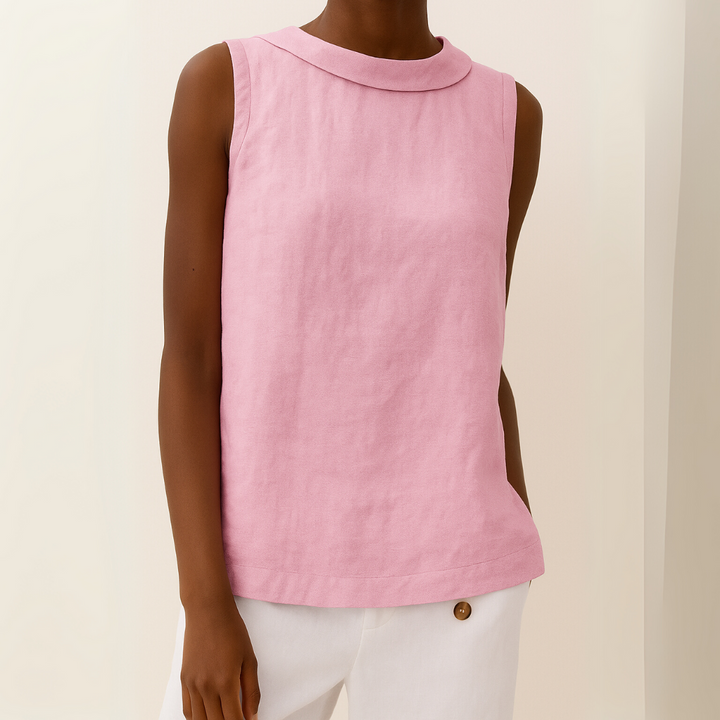 Women’s Blouse | Sleeveless with Roll Collar