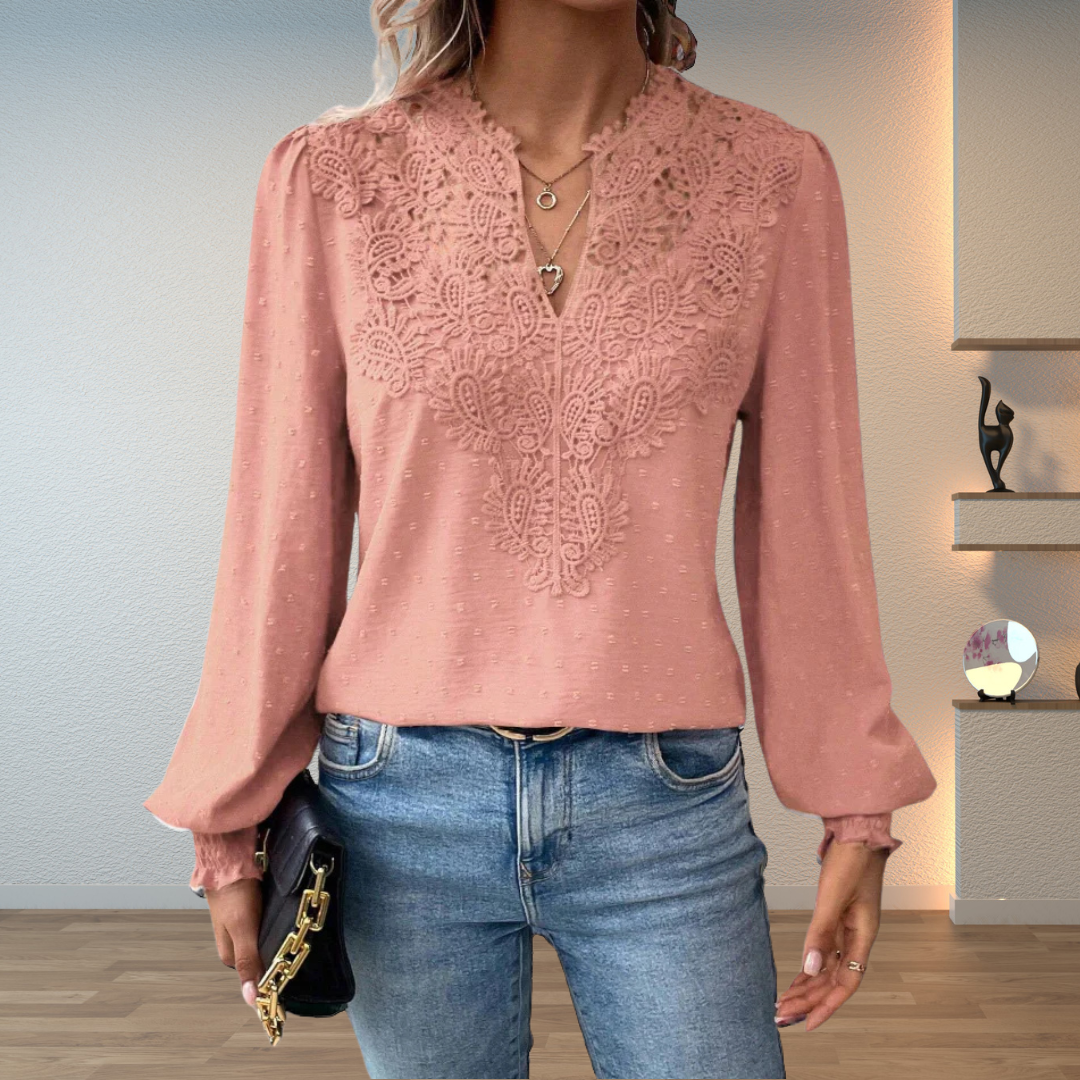 Women’s Blouse | V-Neck with Guipure Lace