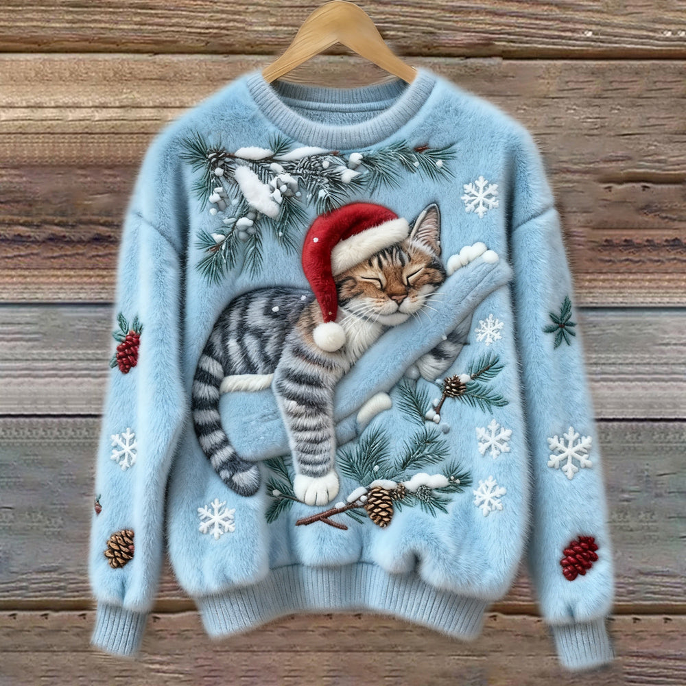 Women’s Sweater | Festive Cat Print