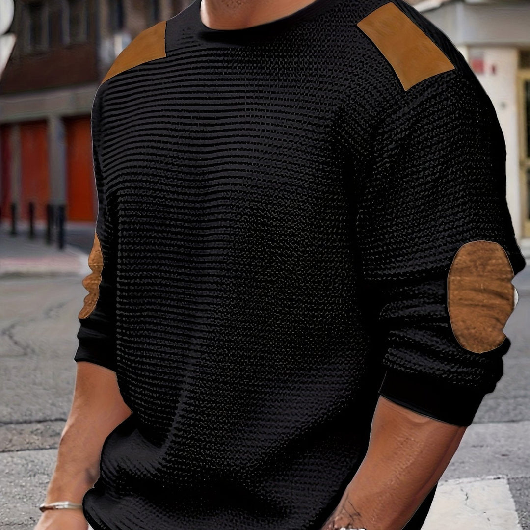Aaron | Textured Elbow-Patch Pullover