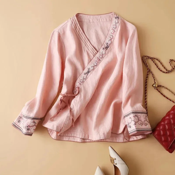 Women’s Blouse | Embroidered Wrap Detail