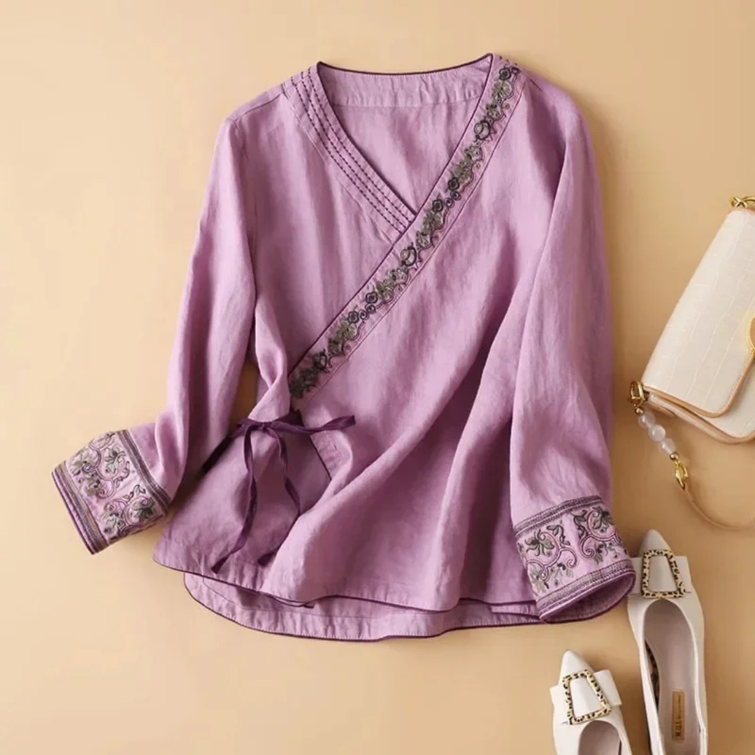 Women’s Blouse | Embroidered Wrap Detail