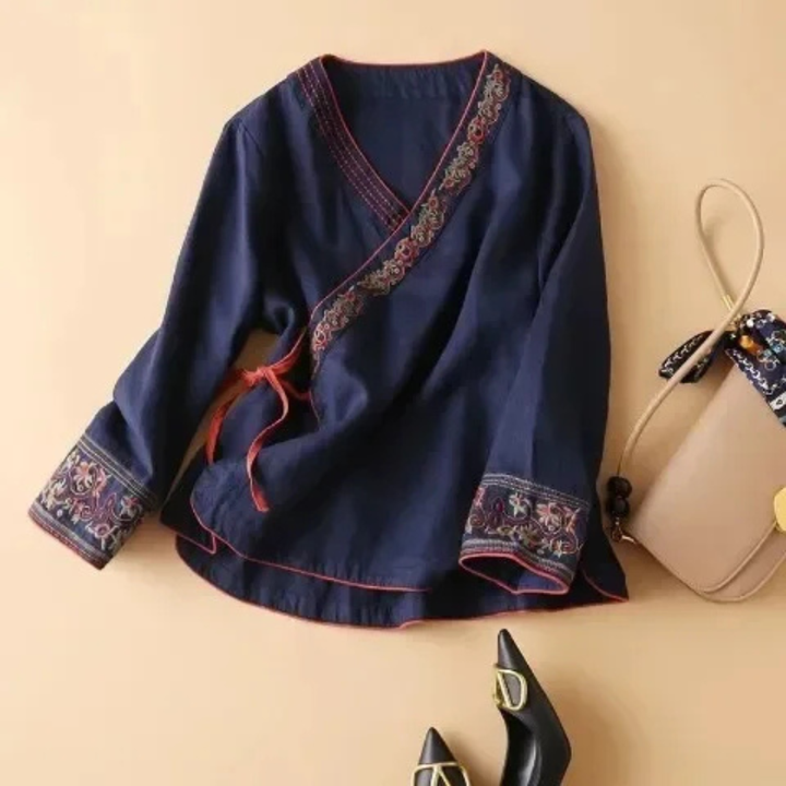 Women’s Blouse | Embroidered Wrap Detail