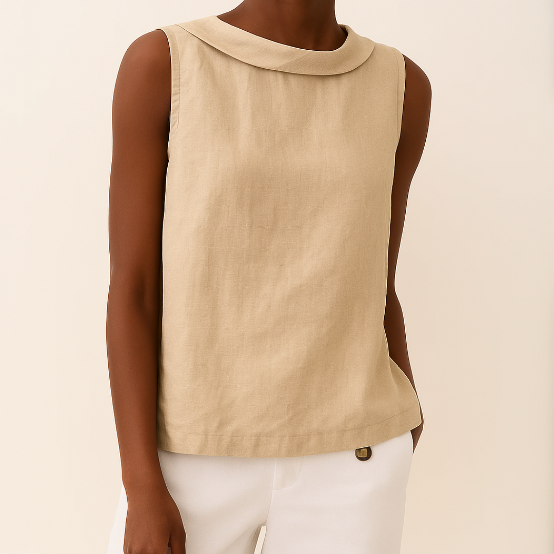 Women’s Blouse | Sleeveless with Roll Collar