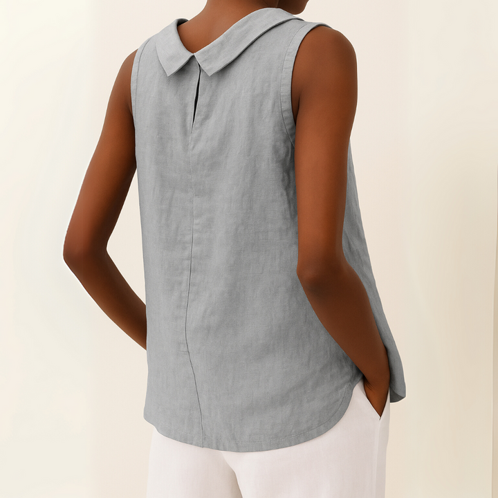 Women’s Blouse | Sleeveless with Roll Collar