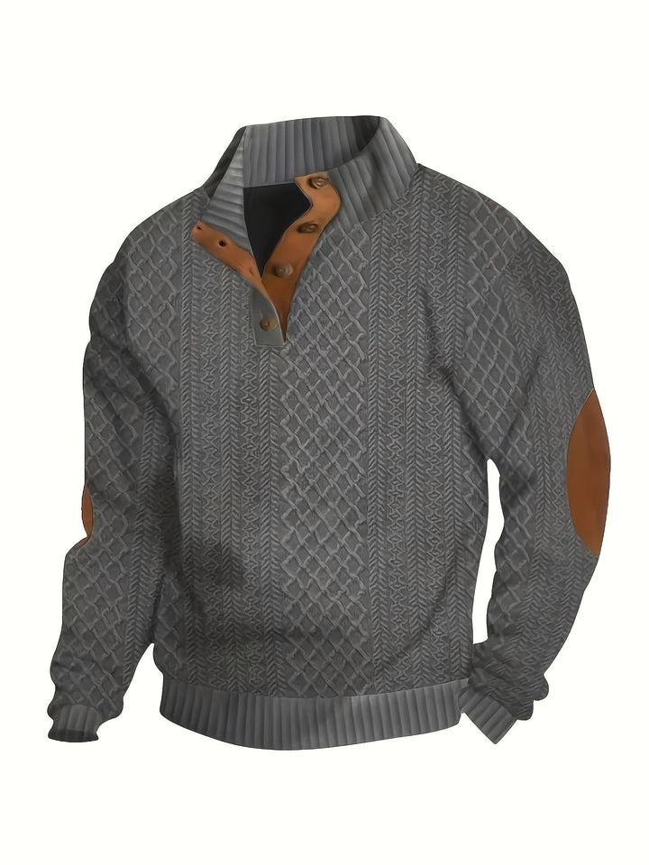 Ronan | Stand Collar Button Henley Sweater