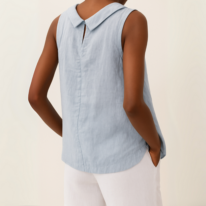 Women’s Blouse | Sleeveless with Roll Collar