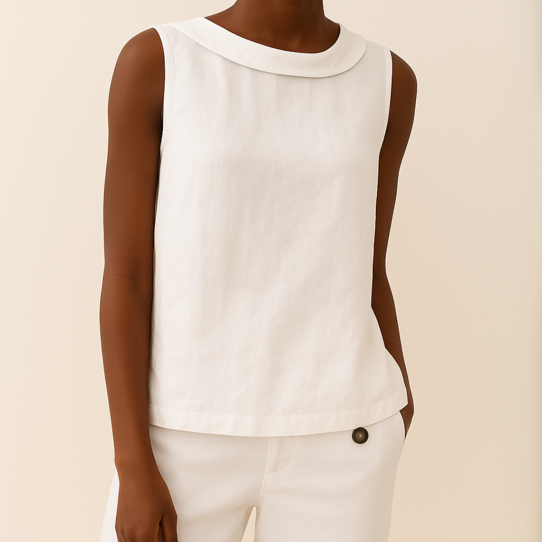 Women’s Blouse | Sleeveless with Roll Collar