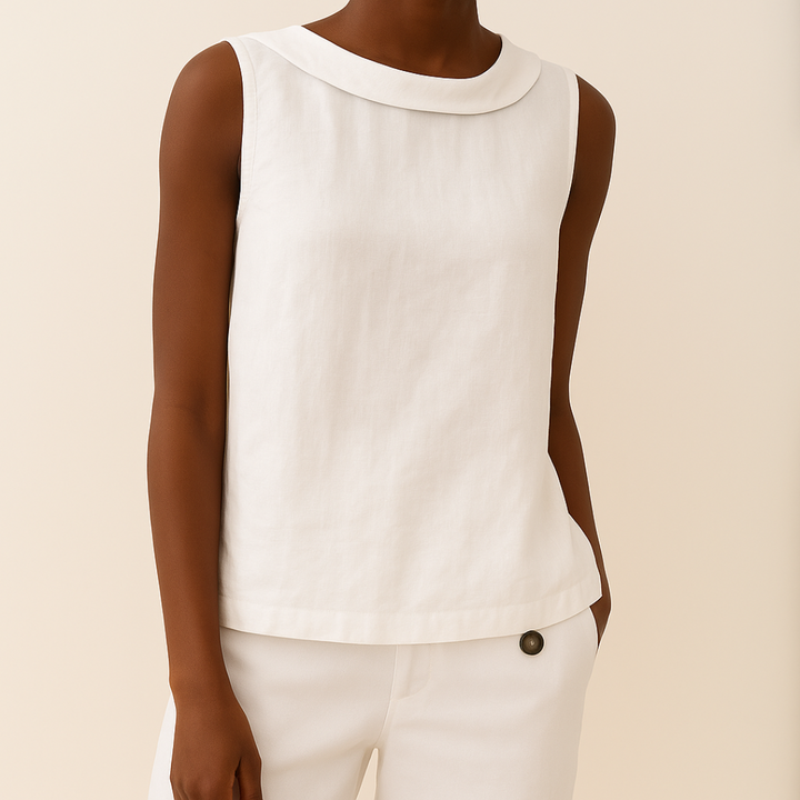 Women’s Blouse | Sleeveless with Roll Collar