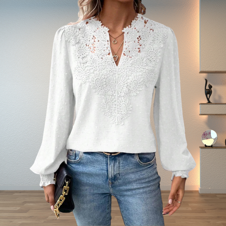 Women’s Blouse | V-Neck with Guipure Lace