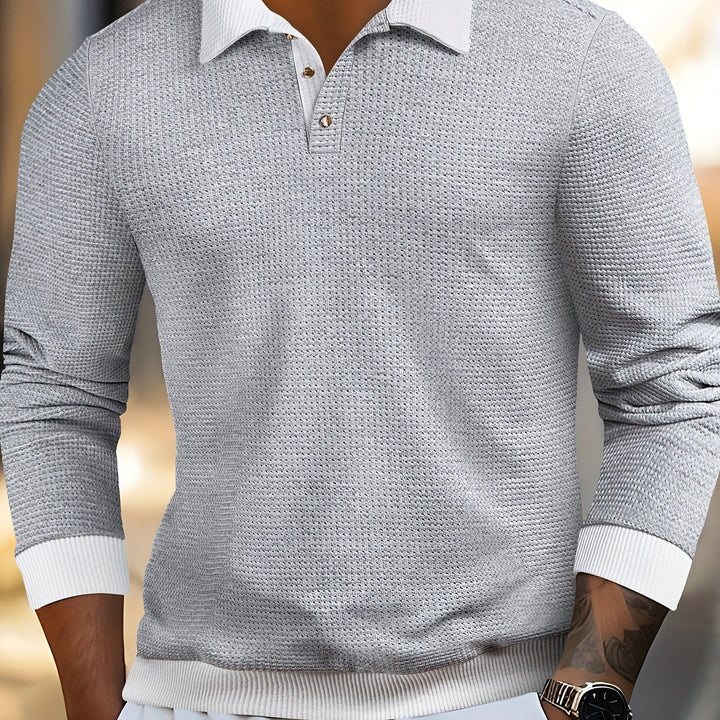 Gareth | Textured Long-Sleeve Polo Shirt