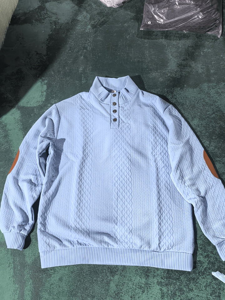 Ronan | Stand Collar Button Henley Sweater