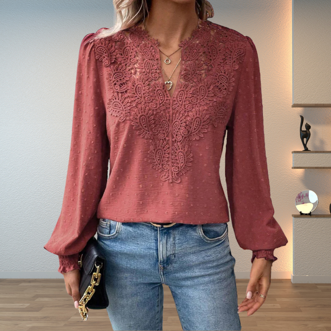 Women’s Blouse | V-Neck with Guipure Lace