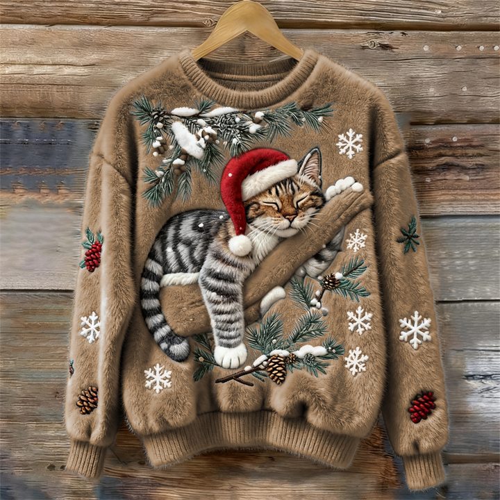 Women’s Sweater | Festive Cat Print