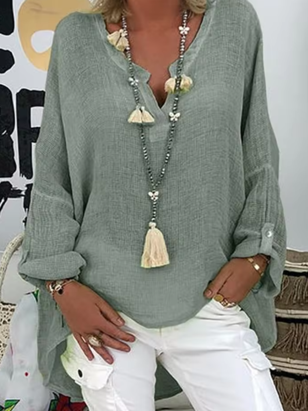 Women’s Blouse | Oversized with V-Neck