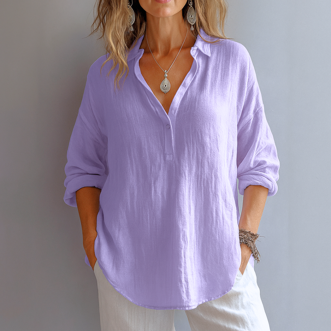 Women’s Blouse | Partial Button Collared