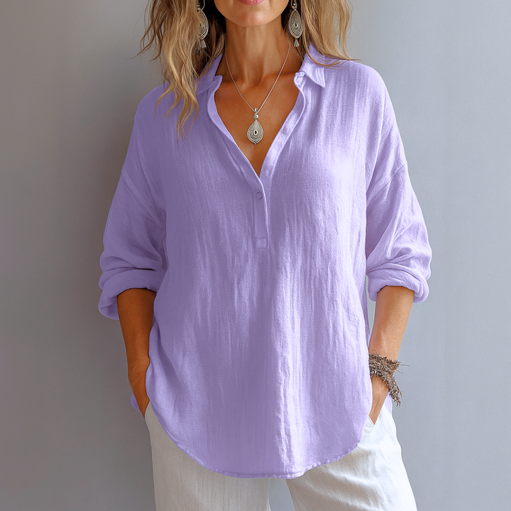 Women’s Blouse | Partial Button Collared