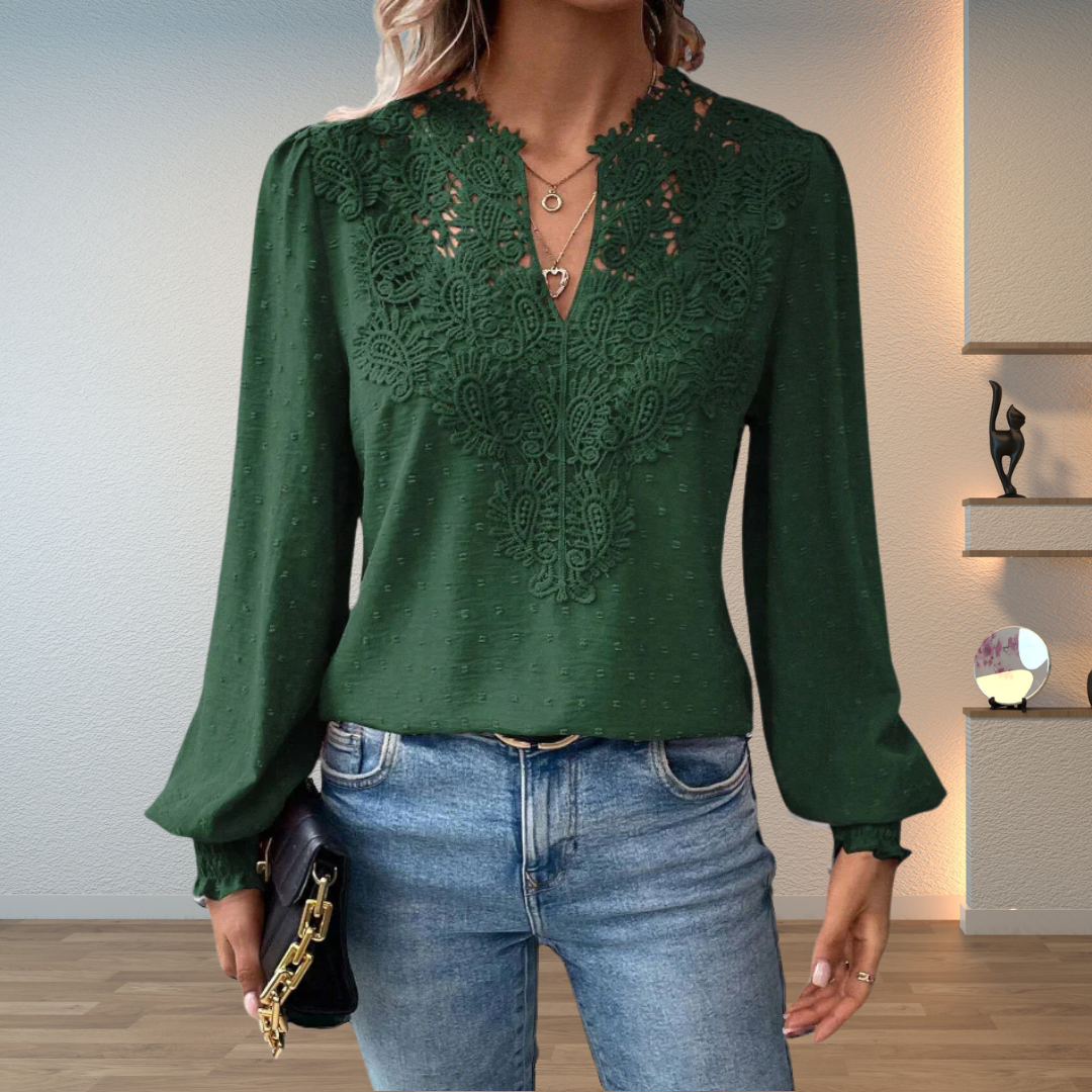 Women’s Blouse | V-Neck with Guipure Lace