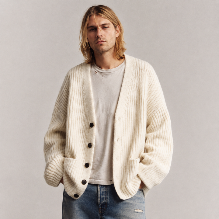 Men’s Relaxed V-Neck Knit Cardigan