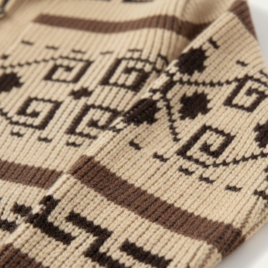Men’s Patterned Jacquard Shawl Collar Cardigan