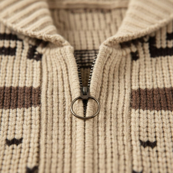 Men’s Patterned Jacquard Shawl Collar Cardigan