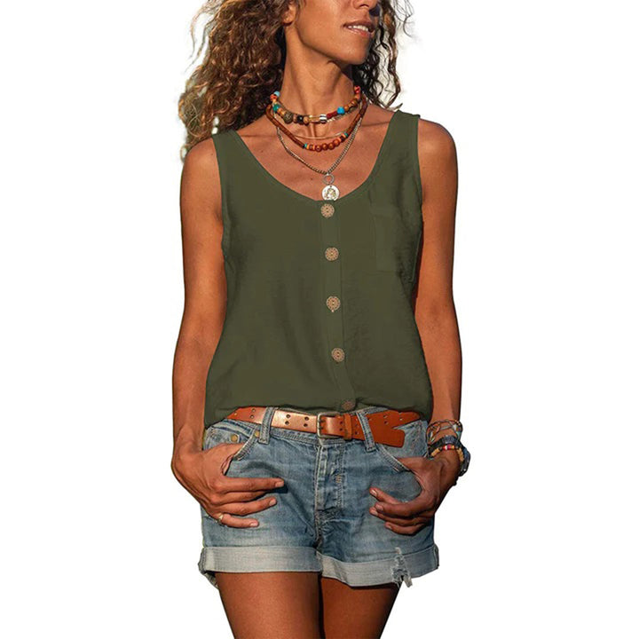 Women’s Top | Sleeveless Button-Up