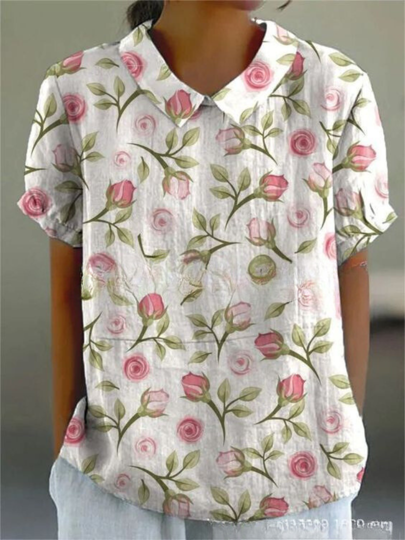 Women’s Blouse | Floral with Pointed Collar