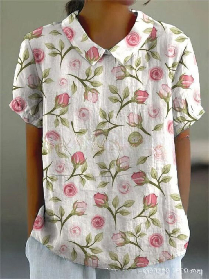 Women’s Blouse | Floral with Pointed Collar
