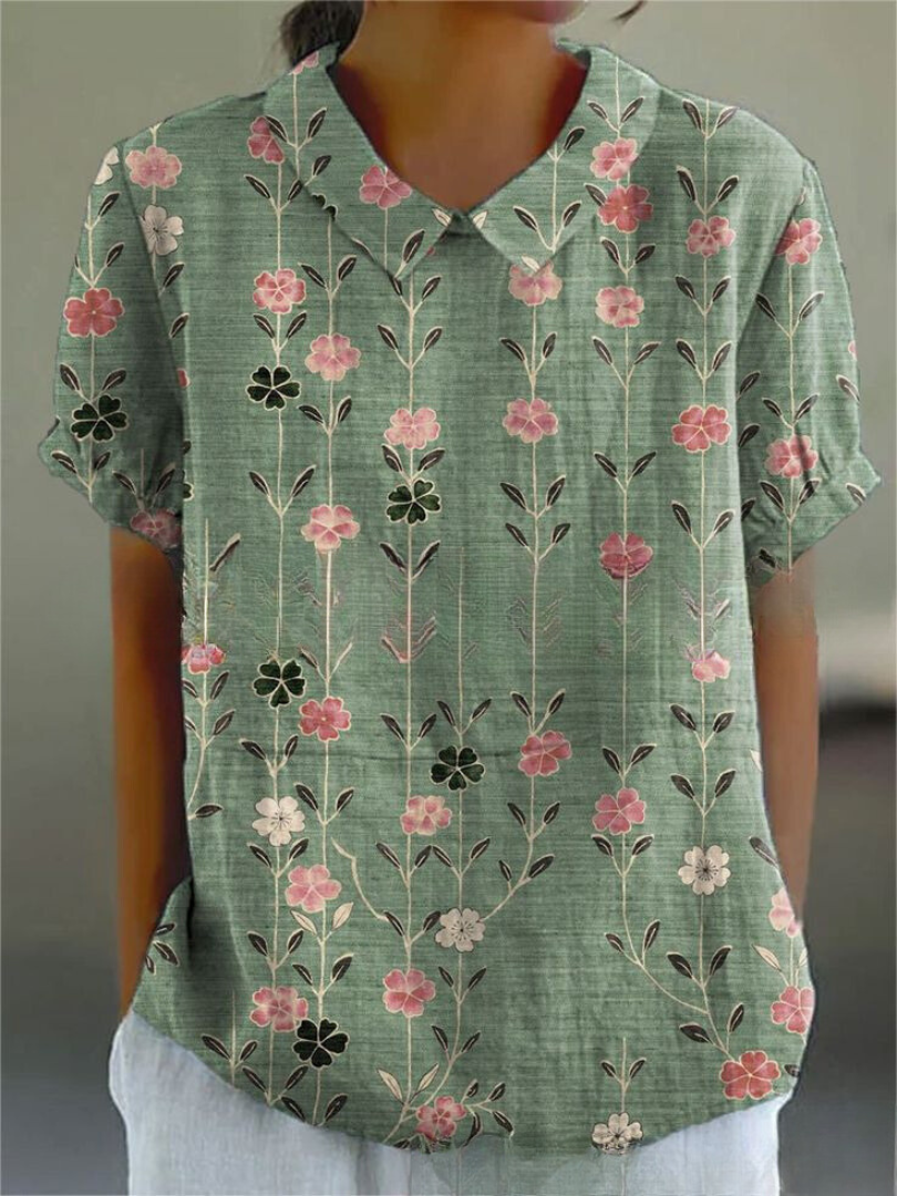Women’s Blouse | Floral with Pointed Collar