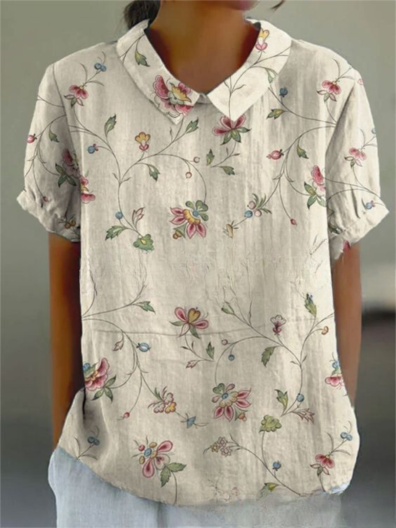 Women’s Blouse | Floral with Pointed Collar