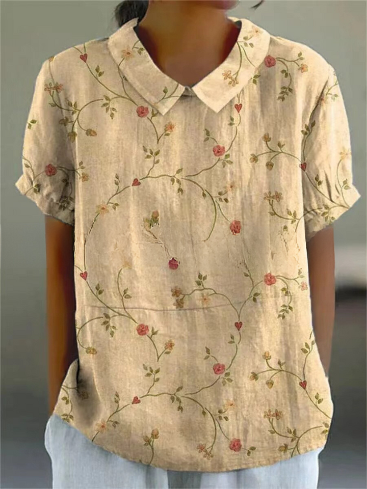 Women’s Blouse | Floral with Pointed Collar