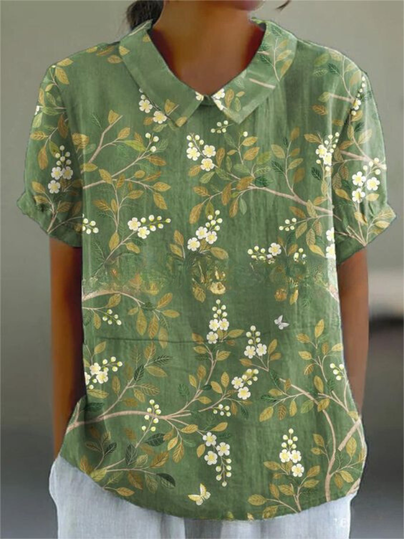 Women’s Blouse | Floral with Pointed Collar