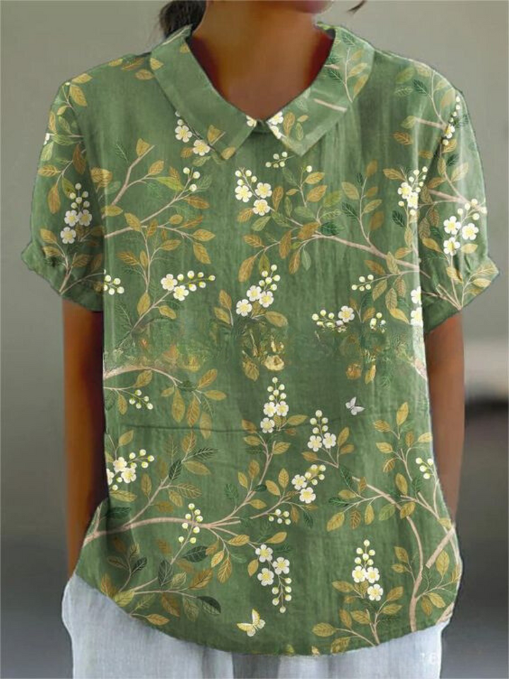 Women’s Blouse | Floral with Pointed Collar