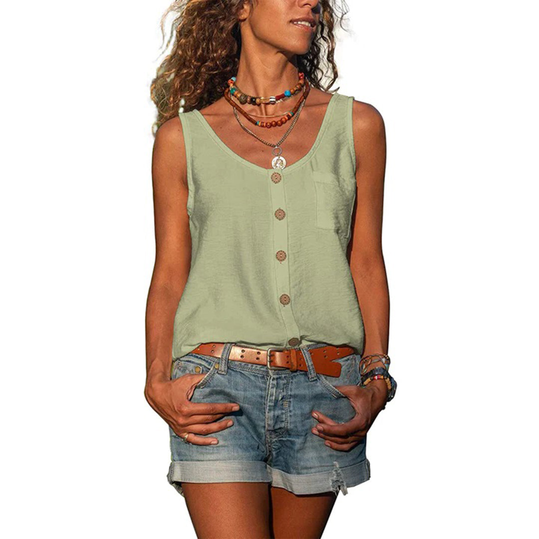 Women’s Top | Sleeveless Button-Up