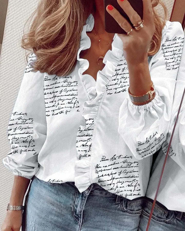 Women’s Blouse | Long Sleeve with Ruffled Front