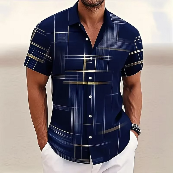 Gerald | Modern Line-Print Short Sleeve Shirt