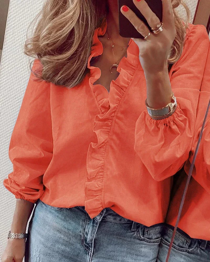 Women’s Blouse | Long Sleeve with Ruffled Front