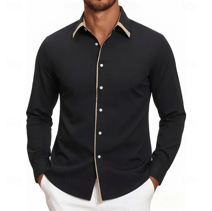 Carter | Contrast Trim Long Sleeve Shirt