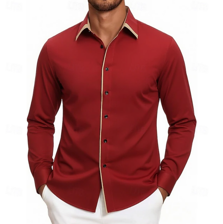Carter | Contrast Trim Long Sleeve Shirt