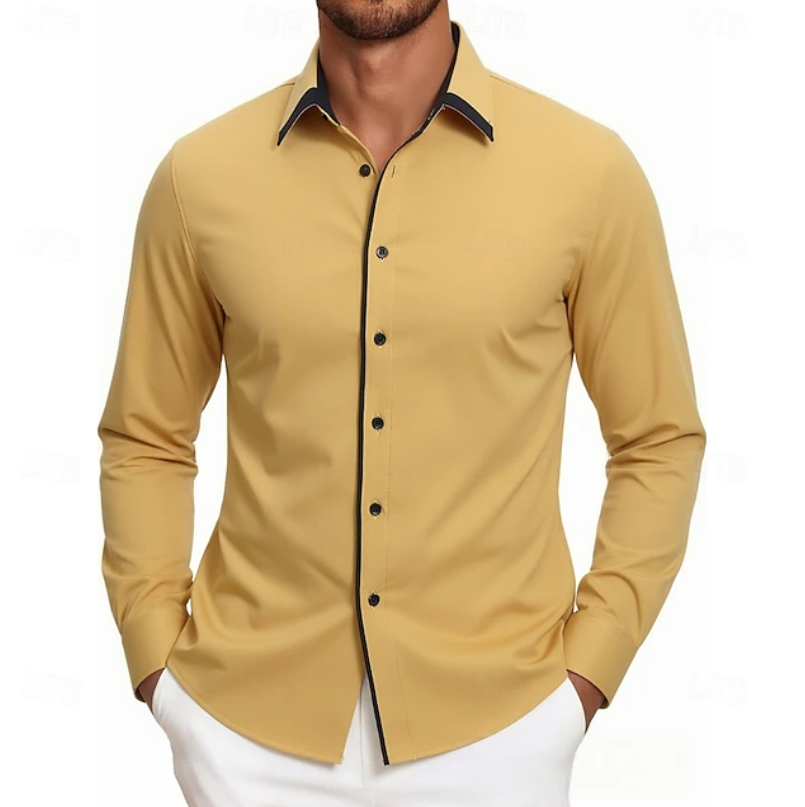 Carter | Contrast Trim Long Sleeve Shirt