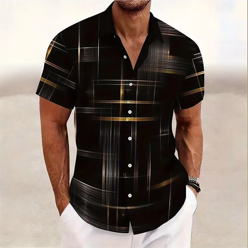 Gerald | Modern Line-Print Short Sleeve Shirt